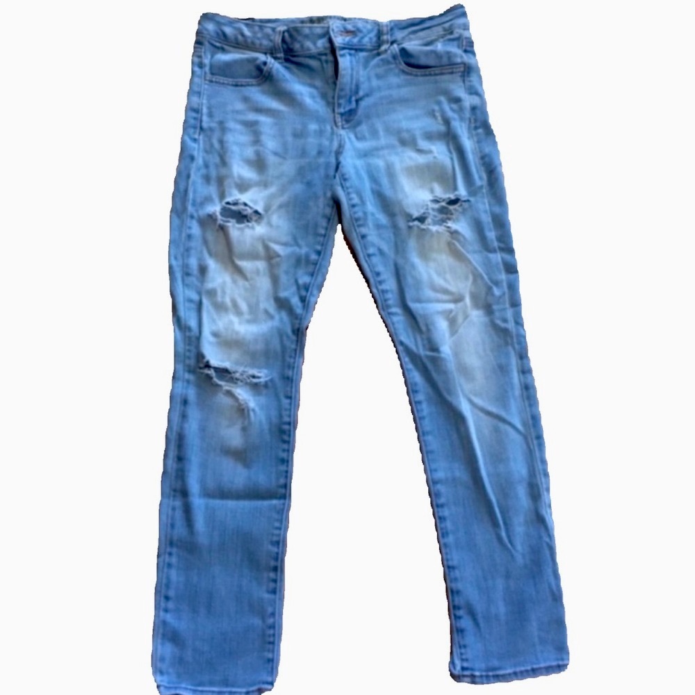 AMERICAN EAGLE Ripped Blue Skinny Jeans